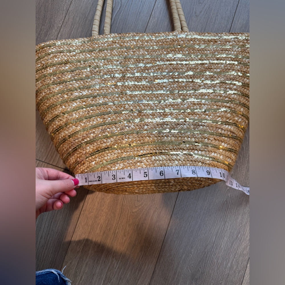 Cappelli Staw Summer Large Lined Tote Bag with Gold Sequins - Picture 10 of 15